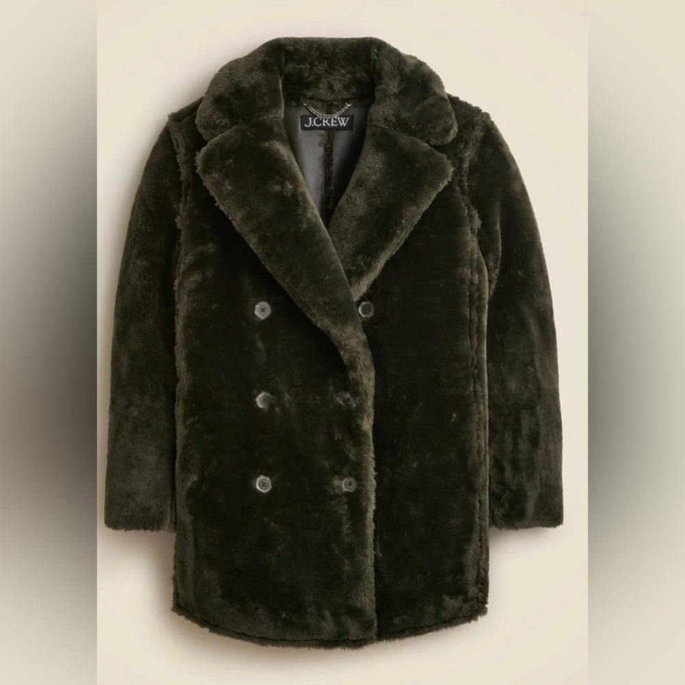 J. crew faux fur peacoat
